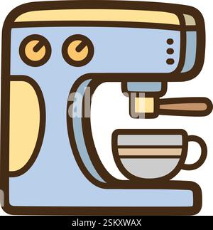 Kaffeemaschine Vektor-Kritzelillustration und Grafik. Teil der Kategorie Haushaltsgeräte. Stock Vektor