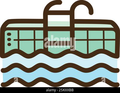 Schwimmbad Vektor-Kritzelillustration und Grafik. Teil der Kategorie Haus und Innenraum. Stock Vektor