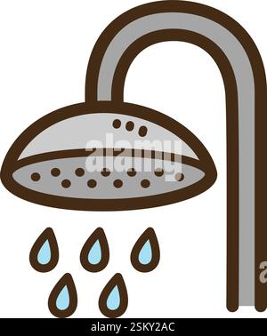 Dusche Vektor Kritzelillustration und Grafik. Teil der Kategorie Haus und Innenraum. Stock Vektor