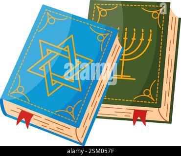 Jüdische Tora Bücher handgezeichnet trendige flache Stil isolierte Ikone. Israel Religion heilige Schriften Bücher. Vektorabbildung Stock Vektor