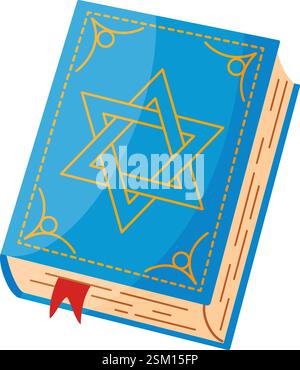 Jüdisches Tora Buch handgezeichnet trendige flache Stil isolierte Ikone. Israel Religion Heilige Schrift Buch. Vektorabbildung Stock Vektor
