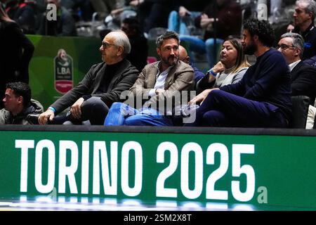 Torino, Italien. Februar 2025. Gianmarco Pozzecco während des Frecciarossa Final Acht 2025 Basket zwischen Germani Brescia und Bertram Derthona Tortona in Turin Norditalien - 12. Februar 2025. Sport - Basket (Foto: Fabio Ferrari/LaPresse) Credit: LaPresse/Alamy Live News Stockfoto