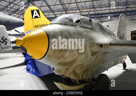 Raketenantrieb Messerschmitt ME 163B-1a Komet im RAF Museum in London Stockfoto