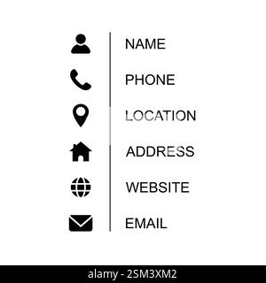 Symbolgruppe Kontakt. Symbole für dünne Linien und flache Kontakte festgelegt. Kontaktsymbole – Telefon, E-Mail, Smartphone, Fax, Info, Support... Vektor Stock Vektor
