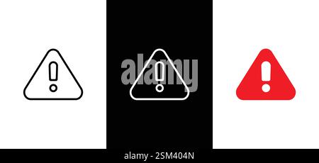 Warnhinweis Warnhinweis Gefahr, rotes Dreieck mit Ausrufezeichen, Warnunfall, Alarmalarm Stock Vektor