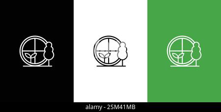 Umweltfreundliche Vektorsymbole. Treibhauskonzept. Ökologisches Haus. Home und Leaf. Stock Vektor