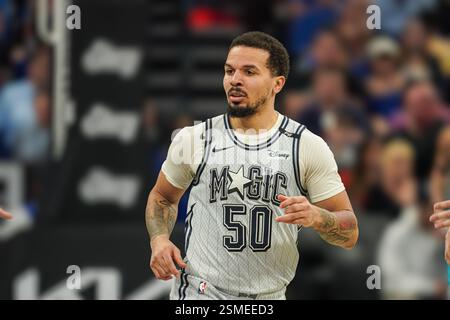 Orlando, Florida, USA, 12. Februar 2025, Orlando Magic Guard Cole Anthony #50 im Kia Center. (Foto: Marty Jean-Louis/Alamy Live News Stockfoto