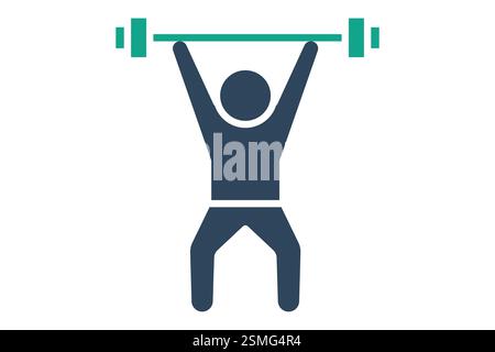 Symbol für Gewichtheben. Symbolstil durchgehend. Menschen, die Langhanteln heben. Symbol für Fitnessstudio und Fitness. Vektor-Illustration für Gym-Elemente Stock Vektor