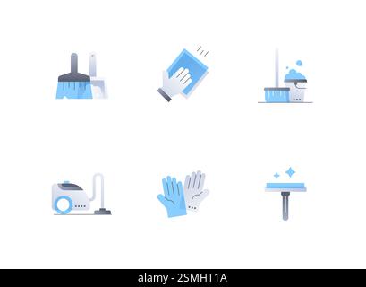 Reinigung und Waschen – Symbole im flachen Design Stock Vektor