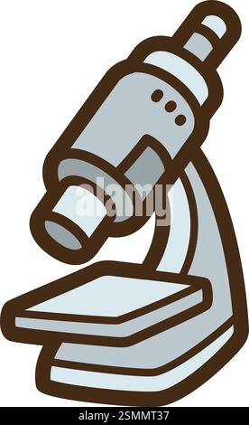 Mikroskop-Vektor-Doodle-Illustration und Grafik. Teil der Laborkategorie. Stock Vektor