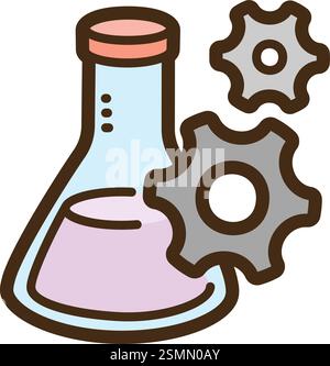 Experiment-Vektor-Kritzelillustration und Grafik. Teil der Laborkategorie. Stock Vektor