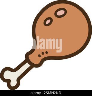 Hühnerfleisch-Vektor-Kritzelillustration und Grafik. Teil der Rohkost- und Zutatenkategorie. Stock Vektor