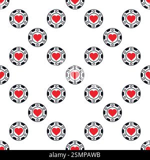 Hearts Poker Chip Concept solides, nahtloses Muster. Vector Casino Hintergrund Stock Vektor