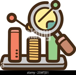 Statistik-Vektor-Kritzelillustration und Grafik. Teil der Kategorie Wissenschaft. Stock Vektor