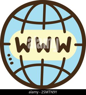 World Wide Web Vektor Kritzelillustration und Grafik. Teil der Kategorie soziale Medien. Stock Vektor