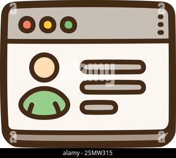 Benutzerprofil Vektor Kritzelillustration und Grafik. Teil der Kategorie soziale Medien. Stock Vektor