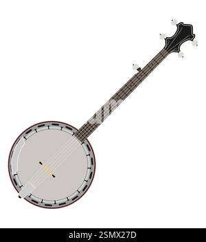Banjo Musikinstrument flache Stil Vektorillustration isoliert auf weißem Hintergrund Stockfoto