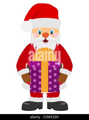 Neujahr und weihnachten santa claus flache Stil Vektorillustration isoliert auf weißem Hintergrund Stockfoto