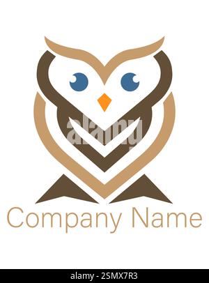 Eulen-Logo kreativ und originell für Ihr Unternehmen oder Unternehmen Logotypvektor Illustration isoliert auf weißem Hintergrund Stockfoto