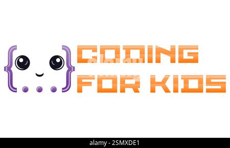Coding Kids Programming Training Logo für Ihr Unternehmen oder Unternehmen Vektorillustration isoliert auf weißem Hintergrund Stock Vektor