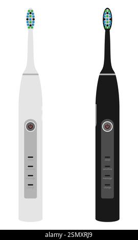 Elektrische Zahnbürste für die Reinigung von Zähnen und Hygiene Zahnarzt flache Art Vektor Illustration isoliert auf weißem Hintergrund Stock Vektor