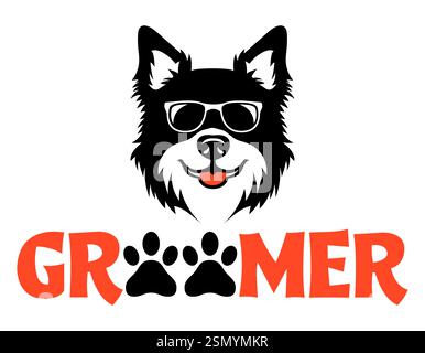 Grooming Haustier Katzen und Hunde Logo für Ihr Unternehmen oder Unternehmen Vektor Illustration isoliert auf weißem Hintergrund Stock Vektor