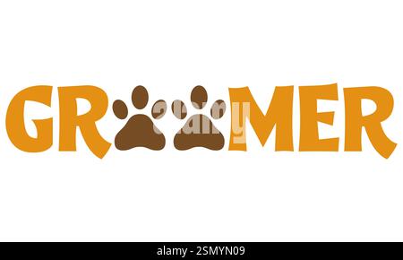 Grooming Haustier Katzen und Hunde Logo für Ihr Unternehmen oder Unternehmen Vektor Illustration isoliert auf weißem Hintergrund Stock Vektor