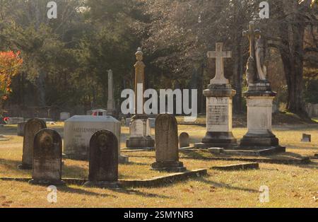 Jefferson TX - 8. Januar 2025: Historischer Oakwood Cemetery in Jefferson, Texas Stockfoto