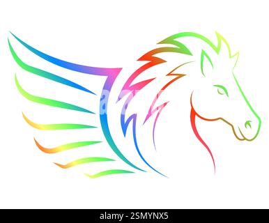 pegasus Logo mythologisches fliegende Pferd mit Flügelvektorillustration isoliert auf weißem Hintergrund Stock Vektor
