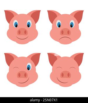 Schwein Schnauze Emoji Aufkleber flache Stil Vektor Illustration isoliert auf weißem Hintergrund Stock Vektor