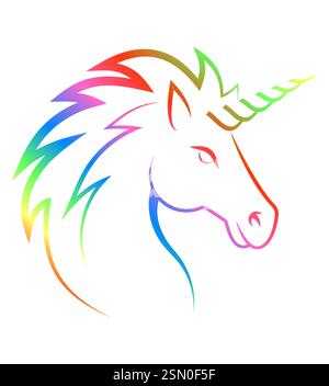 Einhornlogo mythologisches Pferd mit Hornvektor-Illustration isoliert auf weißem Hintergrund Stock Vektor