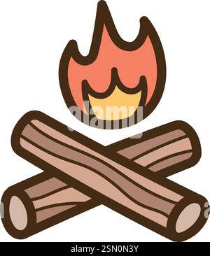 Lagerfeuer-Vektor-Doodle-Illustration und Grafik. Teil der Reisekategorie. Stock Vektor