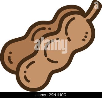 Tamarind Vektor Kritzelillustration und Grafik. Teil der Gemüsekategorie. Stock Vektor