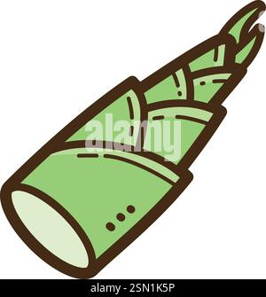 Bambus Shoot Vektor Kritzelillustration und Grafik. Teil der Gemüsekategorie. Stock Vektor