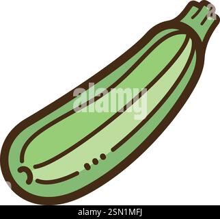 Zucchini-Vektor-Kritzelillustration und Grafik. Teil der Gemüsekategorie. Stock Vektor