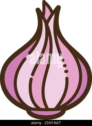Schalotten-Vektor-Kritzelillustration und Grafik. Teil der Gemüsekategorie. Stock Vektor
