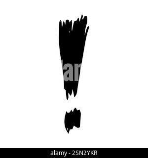 Handgezeichnetes Ausrufezeichen. Schwarzes Ausrufezeichen auf weißem Hintergrund. Vektorabbildung Stock Vektor