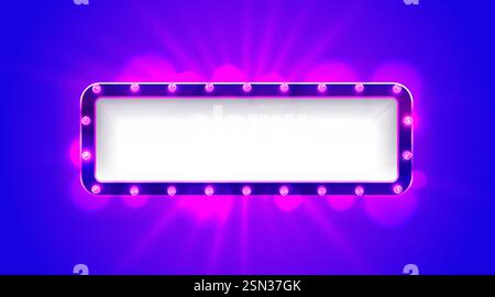 Lichtrahmen-Etikett, Event Bar Casino, Show-Schild. Vektor Stock Vektor