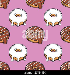 Donut bunte nahtlose Muster Vektor Illustration. Stock Vektor