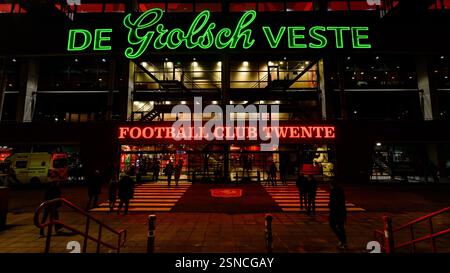 Enschede, Niederlande. Februar 2025. ENSCHEDE, Stadion Grolsch Veste, 13.02.2025, Saison 2024/2025, Europa League während des Spiels Twente - Bodo/Glimt Frontside Stadion Credit: Pro Shots/Alamy Live News Stockfoto