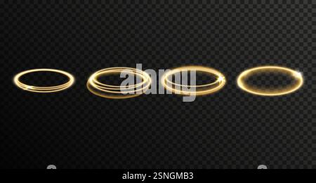 Satz von Vektorglühenden, goldenen Halo-Effekten. Stock Vektor