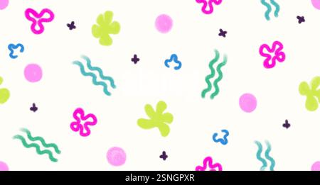 Abstraktes minimales nahtloses Muster im Zeichenstil mit Buntstift. Stock Vektor