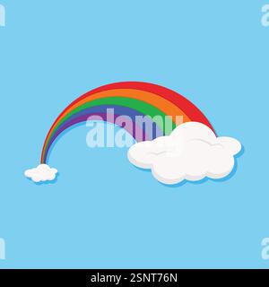 Farbe Regenbogen mit Wolken auf blauem Himmel Hintergrund Stock Vektor