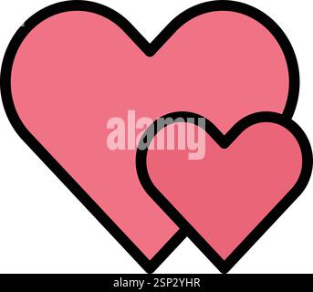 Zwei Herzen Vektor-Symbol Design Illustration Stock Vektor