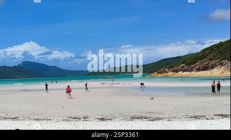 Abgeschiedene Bucht mit weißem Sand und klarem Wasser auf einer Whitsunday Island. Das versteckte Strandparadies von Hamilton Island. Eine ruhige Flucht oder ein Schnorchelabenteuer Stockfoto