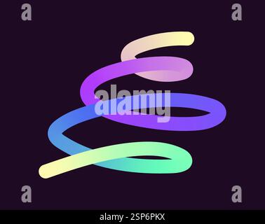 Helle, neonfarbene Formen mit glatten Kurven und Schleifen. Lebendige Farben übergehen durch nahtlose Verläufe und mischen Farbtöne wie Rosa, Blau, Grün, A Stock Vektor