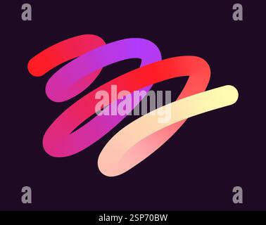 Helle, neonfarbene Formen mit glatten Kurven und Schleifen. Lebendige Farben übergehen durch nahtlose Verläufe und mischen Farbtöne wie Rosa, Blau, Grün, A Stock Vektor