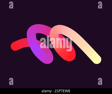 Helle, neonfarbene Formen mit glatten Kurven und Schleifen. Lebendige Farben übergehen durch nahtlose Verläufe und mischen Farbtöne wie Rosa, Blau, Grün, A Stock Vektor