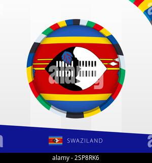Swasiland-Flagge mit bunter Kreisrand. Vektorsymbol. Stock Vektor