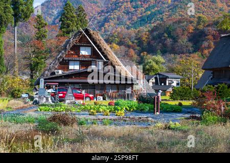Strohdachgebäude in Shirakawa-Go, Japan Stockfoto